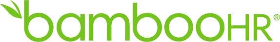 BambooHR logo featuring clean green typography with a stylized leaf icon, representing modern human resources software focused on employee management and engagement.
