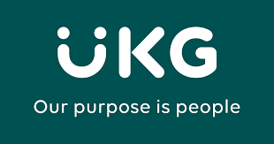 UKG logo featuring bold, modern blue typography with a clean, geometric design, representing Ultimate Kronos Group’s workforce management and human capital solutions.