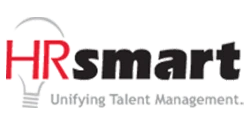 HR Smart logo featuring clean, modern blue typography with a subtle checkmark or user icon, representing the company’s human resources management software solutions