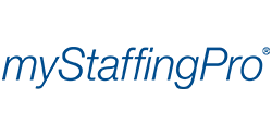 My Staffing Pro logo featuring bold, modern typography with blue and green accents, representing the company’s applicant tracking system and recruitment software solutions