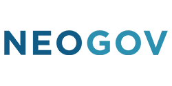 NEOGOV logo featuring clean, modern blue typography with a stylized checkmark, representing cloud-based human resources and talent management software for the public sector