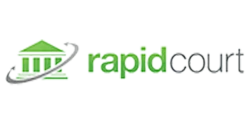 RapidCourt logo featuring modern typography with blue and gray tones, representing fast and reliable online court record searches and legal data services