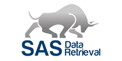 SAS Data Retrieval logo featuring stylized letters and data flow graphics, representing efficient extraction and management of statistical and analytical data.
