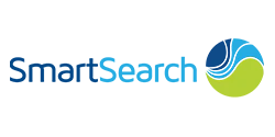 Smart Search logo featuring modern typography with a magnifying glass icon integrated, symbolizing efficient and intelligent data or candidate search solutions.