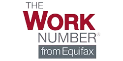 The Work Number from Equifax logo featuring the Equifax red emblem alongside clean black text, representing automated employment and income verification services.